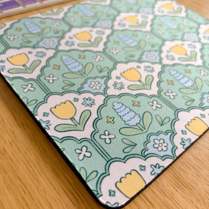 Green Hyacinth Pattern - Rectangle Mouse Mat