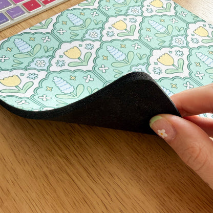 Green Hyacinth Pattern - Rectangle Mouse Mat