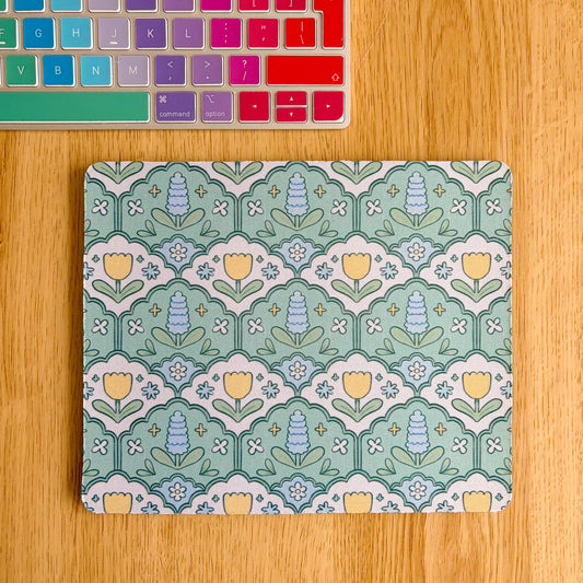 Green Hyacinth Pattern - Rectangle Mouse Mat