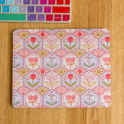 Scalloped Floral Pattern - Rectangle Mouse Mat