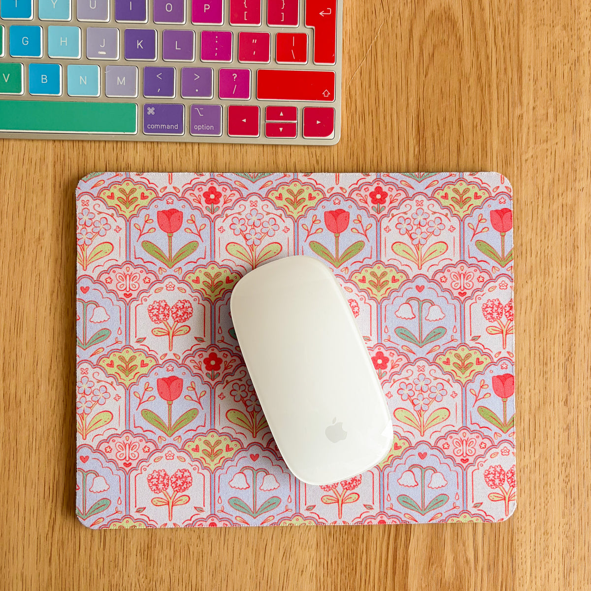 Scalloped Floral Pattern - Rectangle Mouse Mat