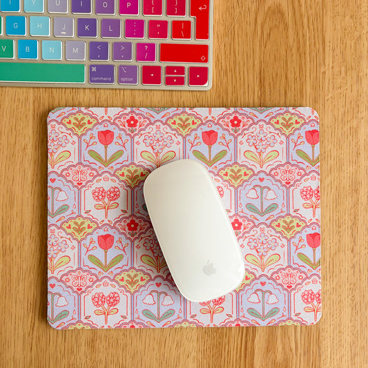 Scalloped Floral Pattern - Rectangle Mouse Mat