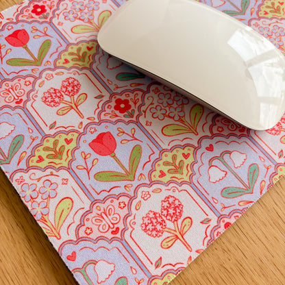 Scalloped Floral Pattern - Rectangle Mouse Mat