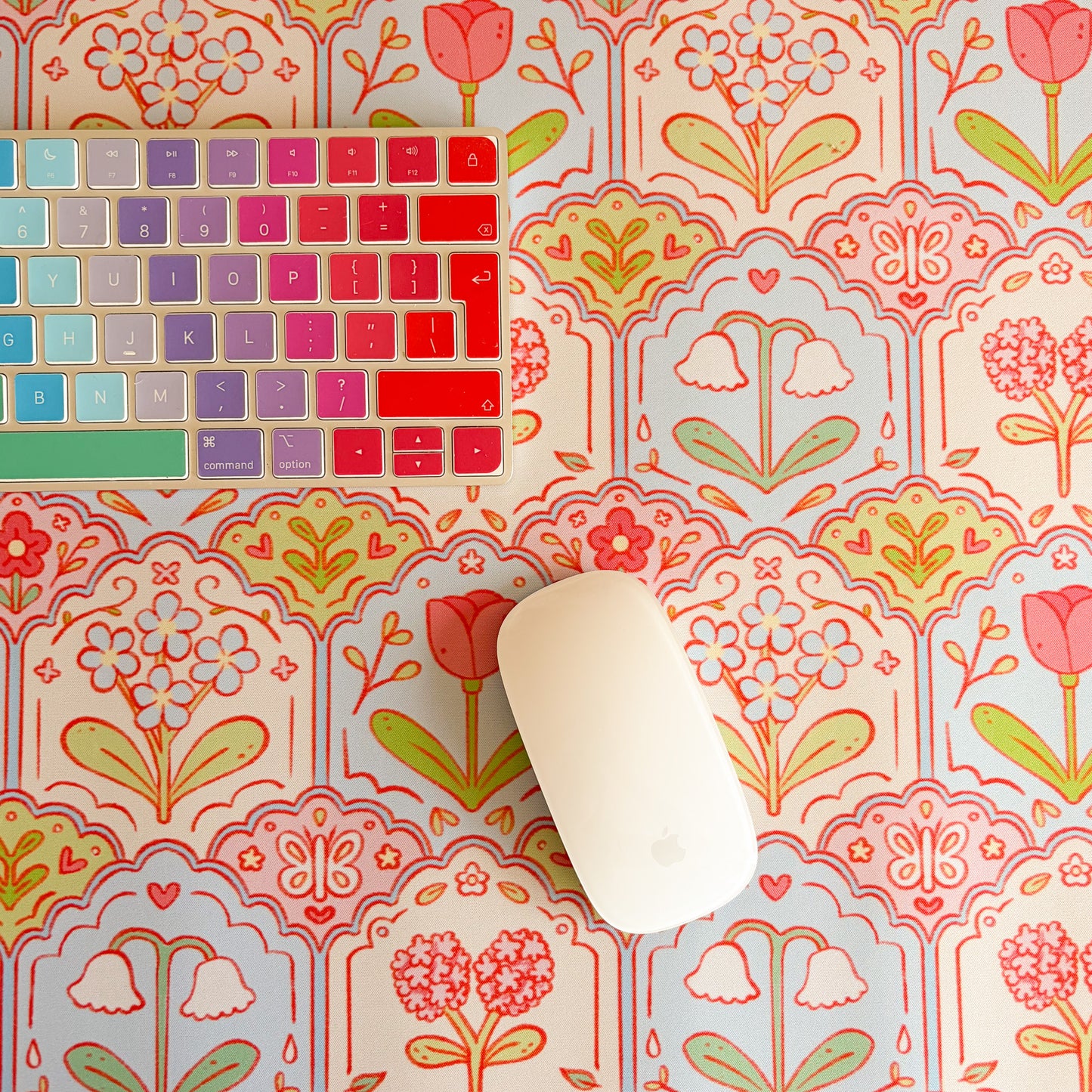 Scalloped Floral Pattern - Large Gaming Mouse Mat