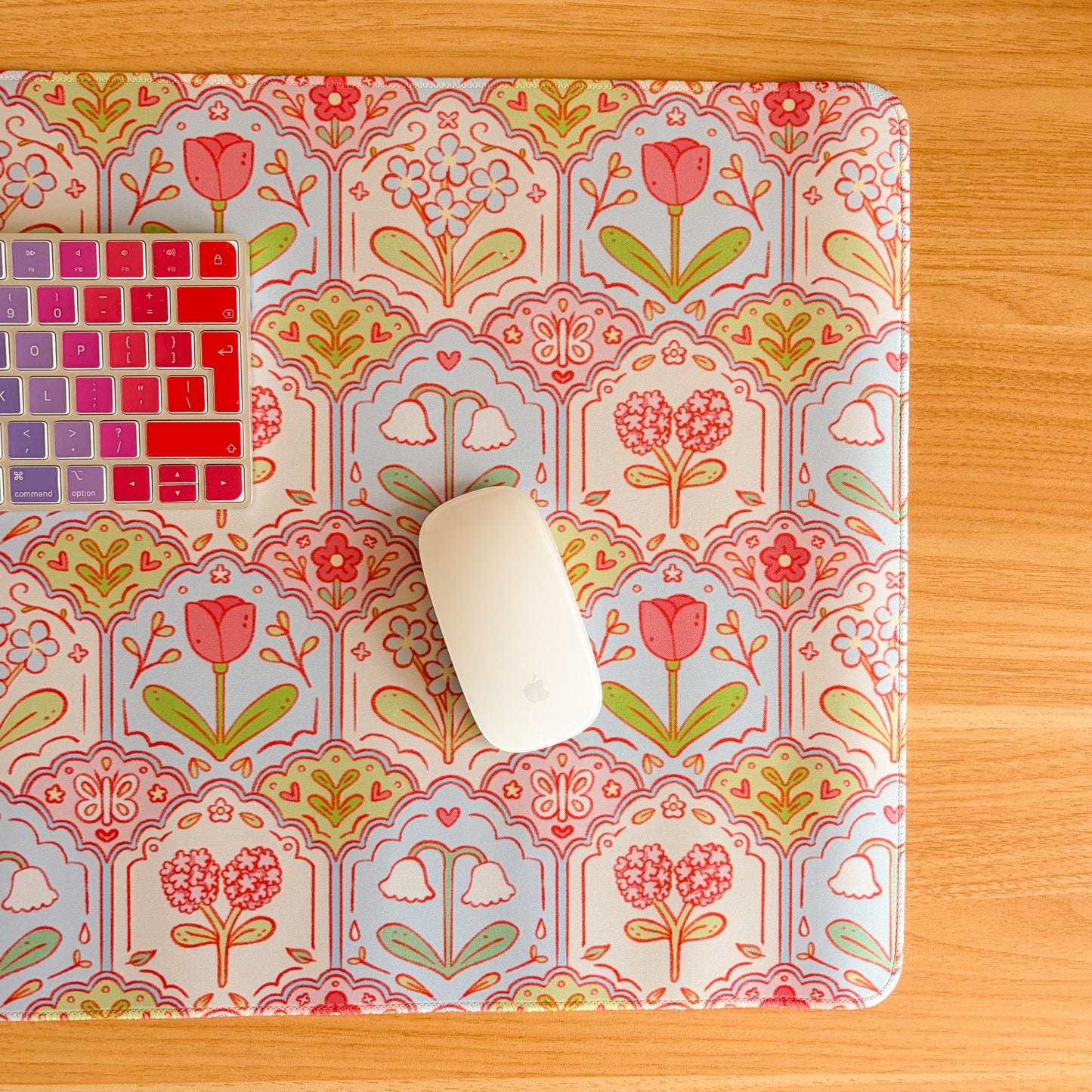 Scalloped Floral Pattern - Large Gaming Mouse Mat