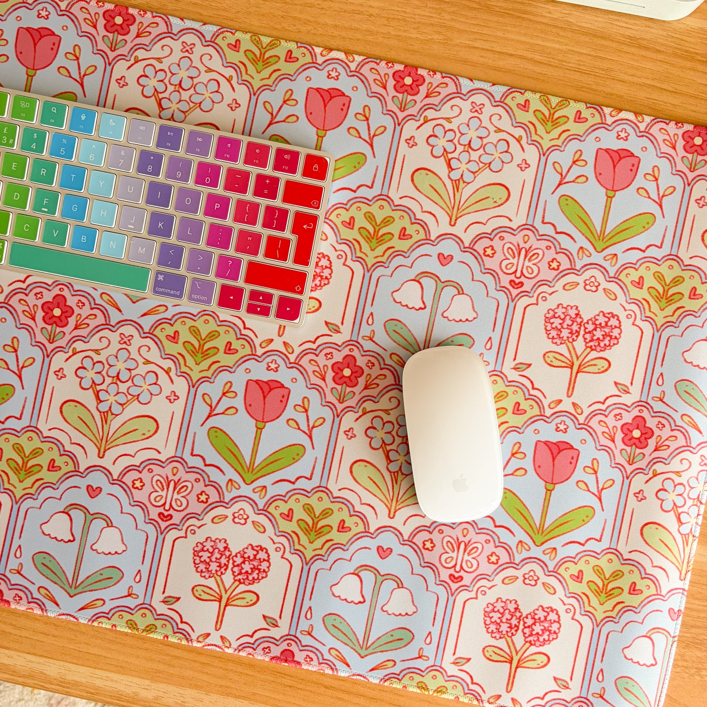 Scalloped Floral Pattern - Large Gaming Mouse Mat