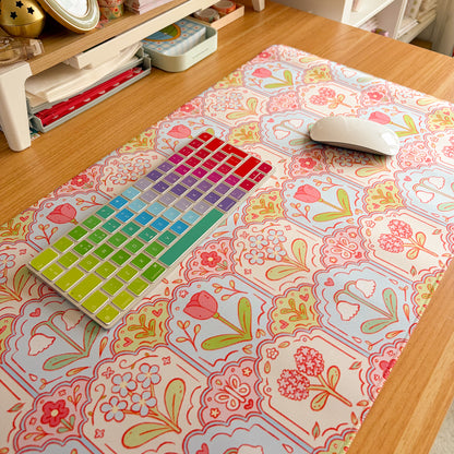 Scalloped Floral Pattern - Large Gaming Mouse Mat