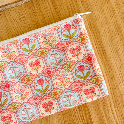 Scalloped Floral Pattern - Pencil Case
