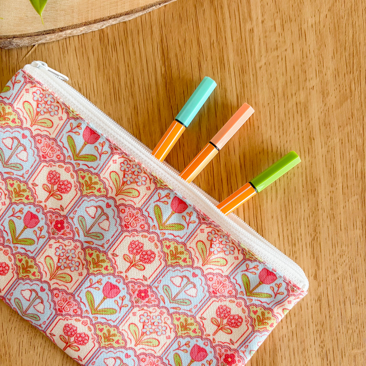 Scalloped Floral Pattern - Pencil Case