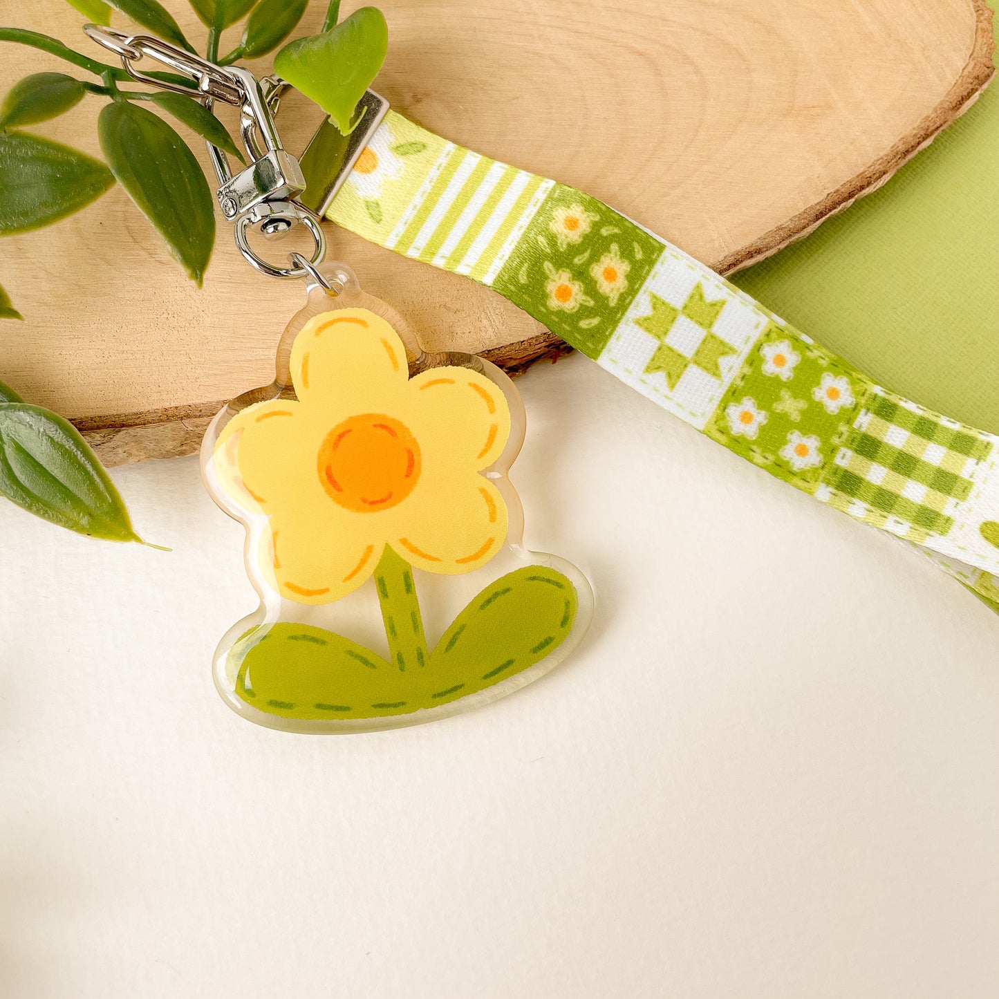 Green Daisy Blanket - Lanyard Keychain