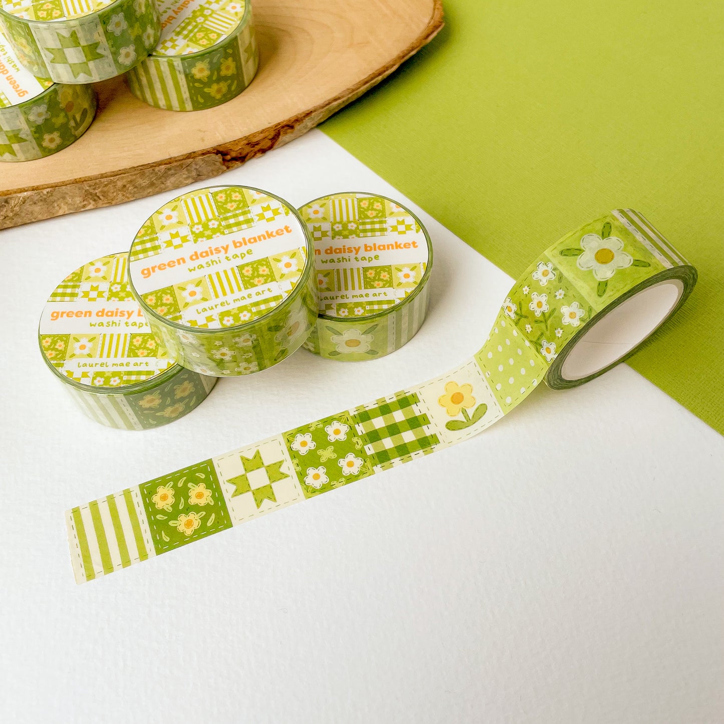 Green Daisy Blanket - Chunky Washi Tape