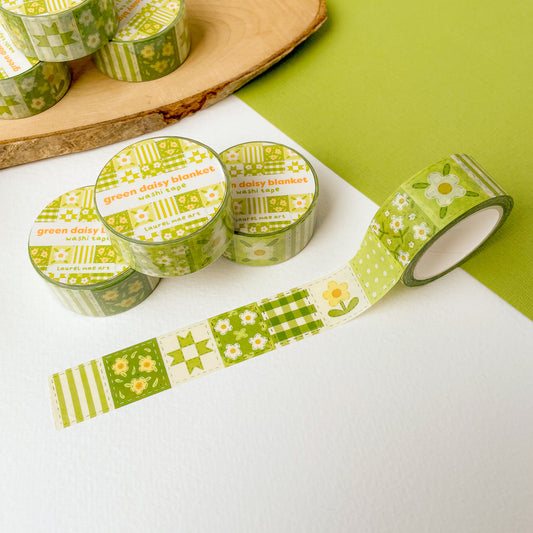 Green Daisy Blanket - Chunky Washi Tape