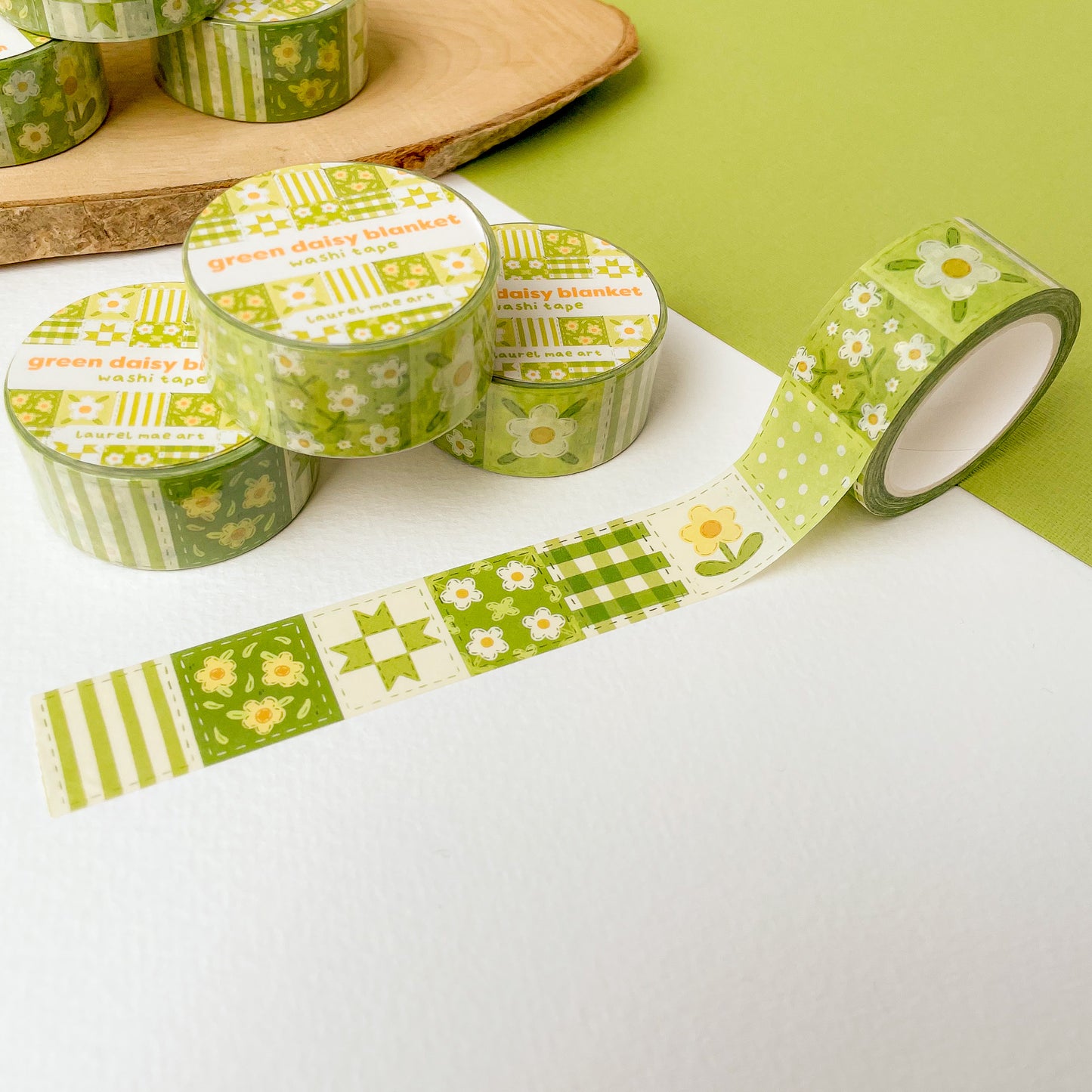 Green Daisy Blanket - Chunky Washi Tape