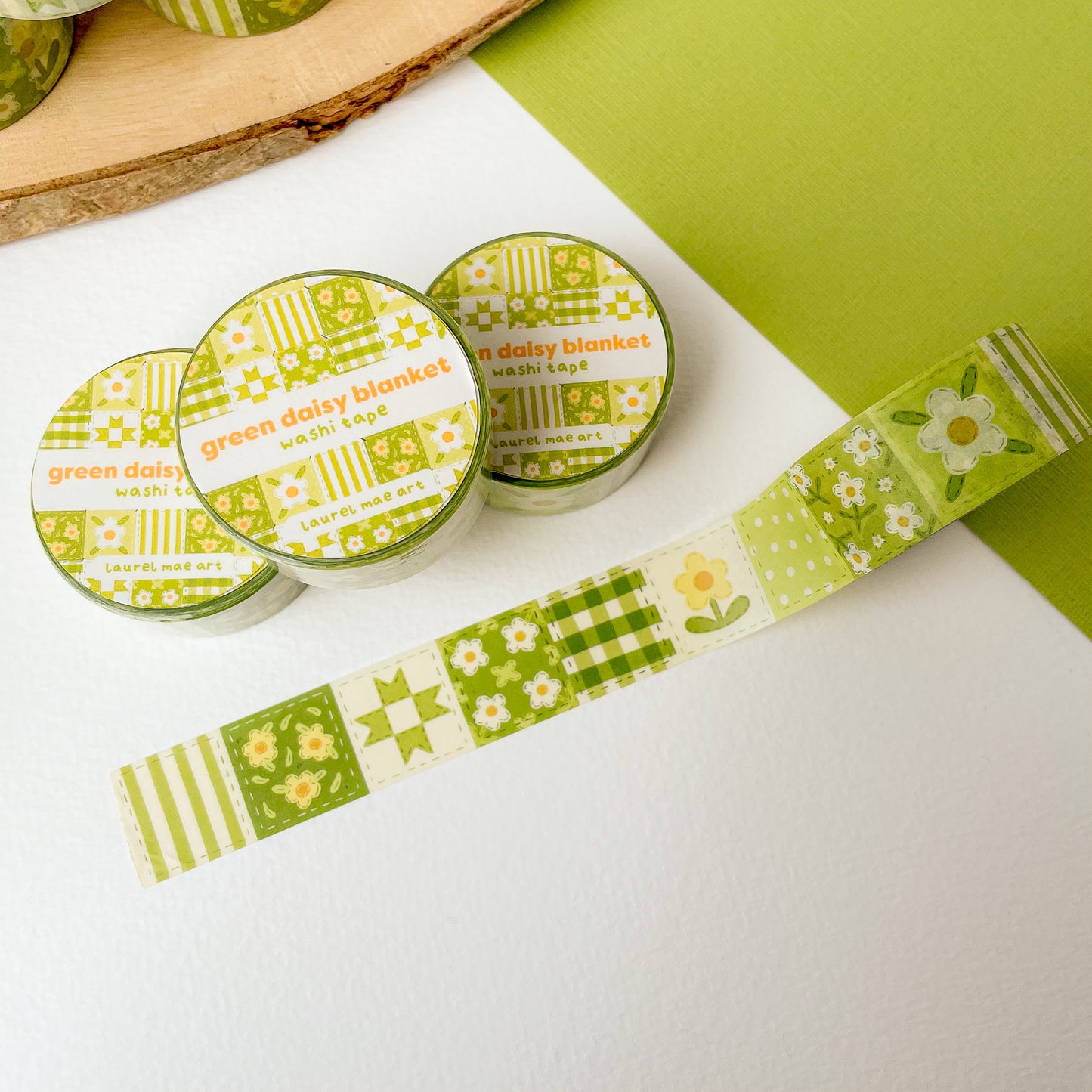 Green Daisy Blanket - Chunky Washi Tape