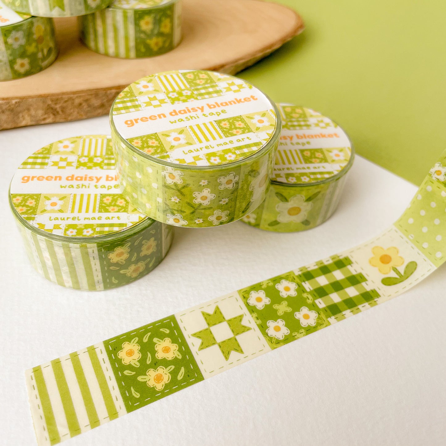 Green Daisy Blanket - Chunky Washi Tape