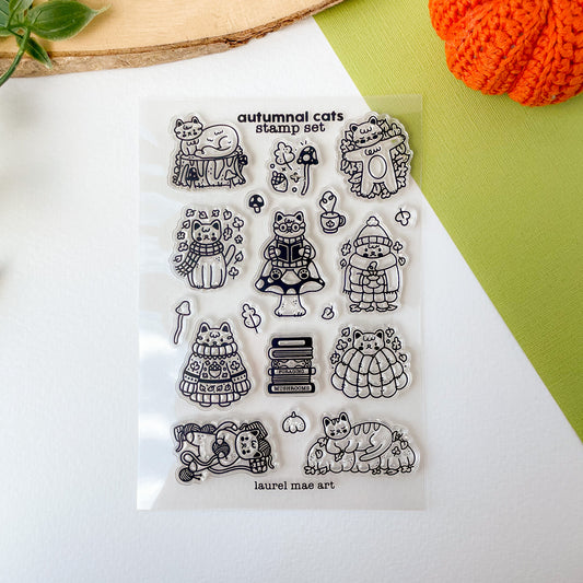 Autumnal Cats - Clear Acrylic Stamp Set