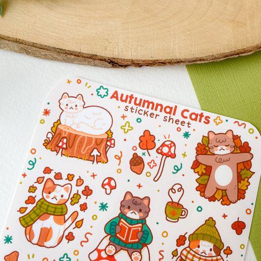 Autumnal Cats - Sticker Sheet