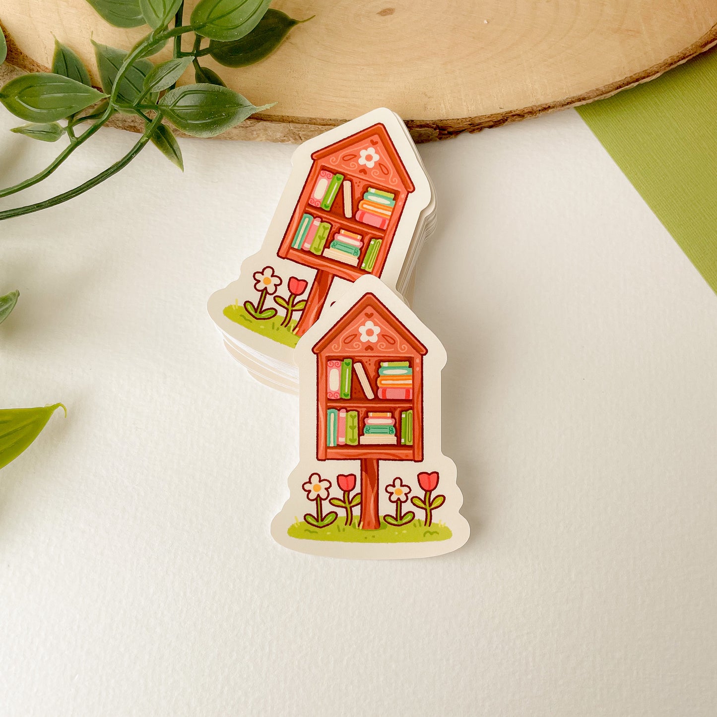 Tiny Library (Spring) - Matte Vinyl Sticker