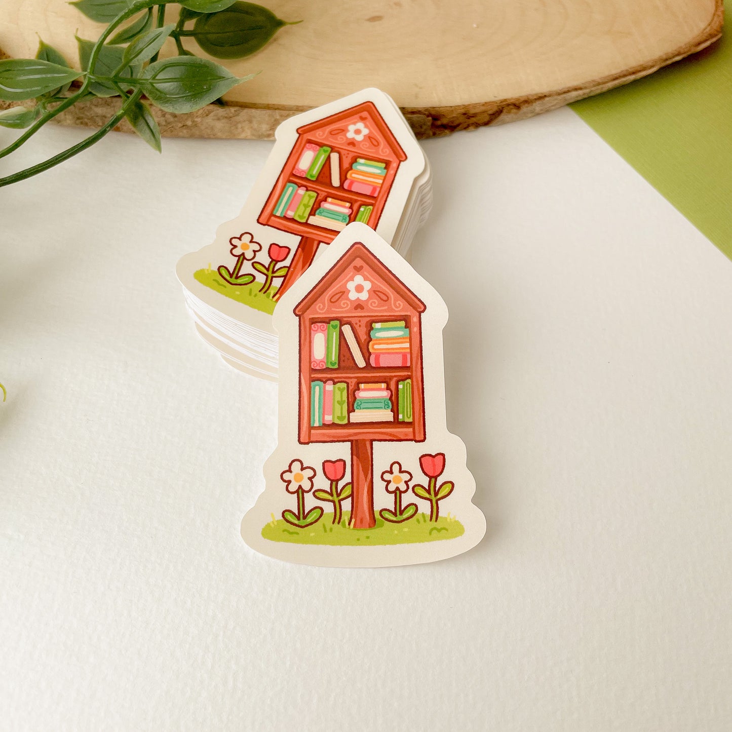 Tiny Library (Spring) - Matte Vinyl Sticker
