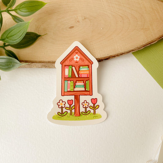 Tiny Library (Spring) - Matte Vinyl Sticker