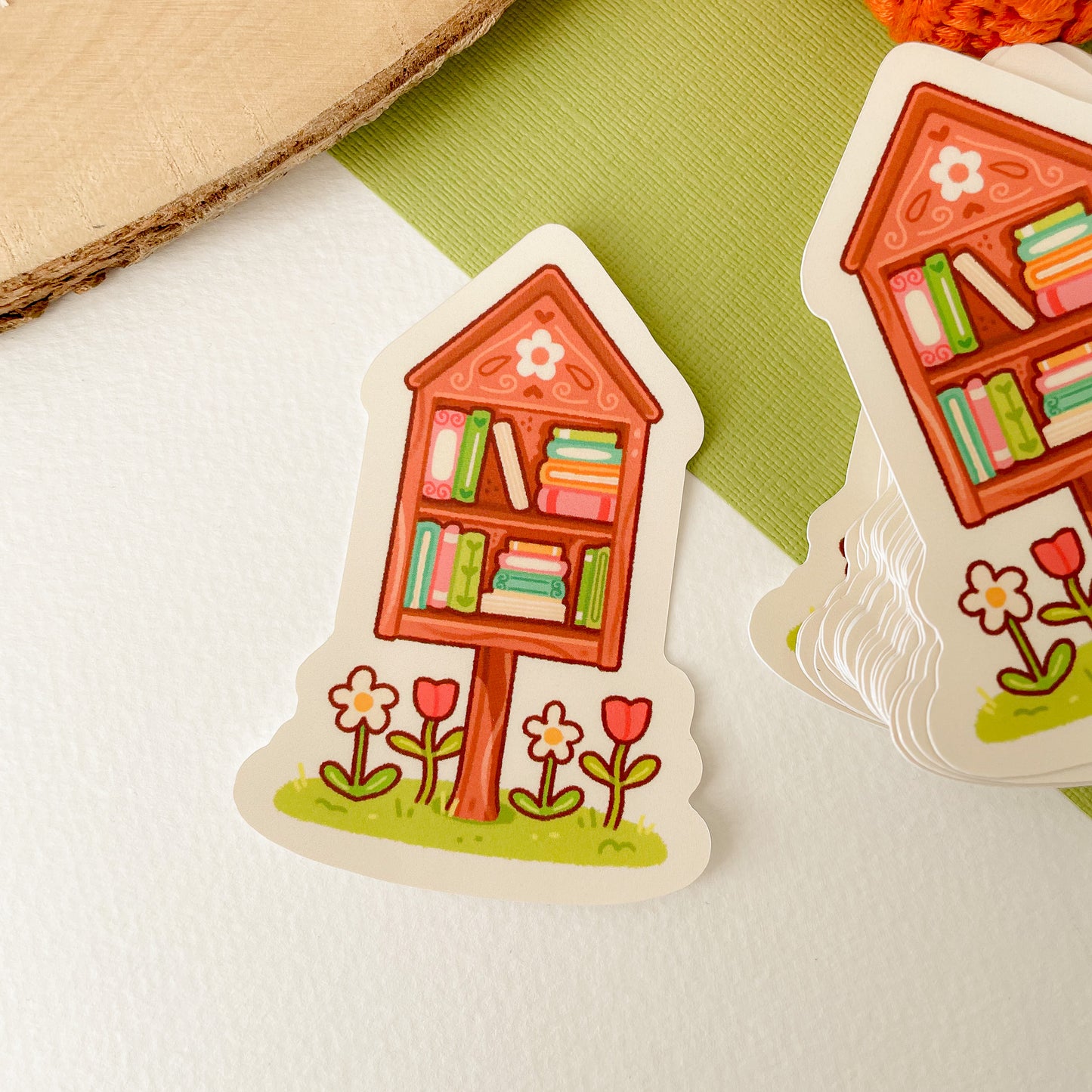 Tiny Library (Spring) - Matte Vinyl Sticker