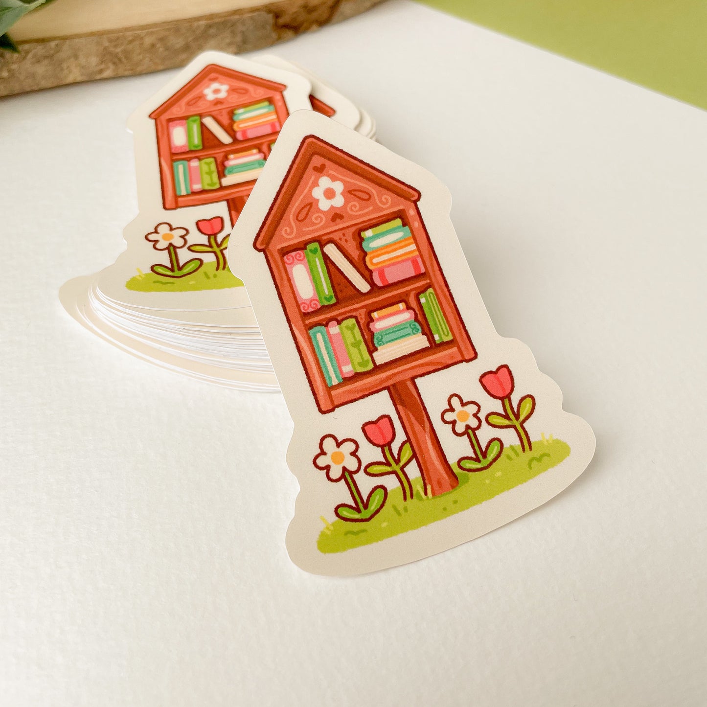 Tiny Library (Spring) - Matte Vinyl Sticker