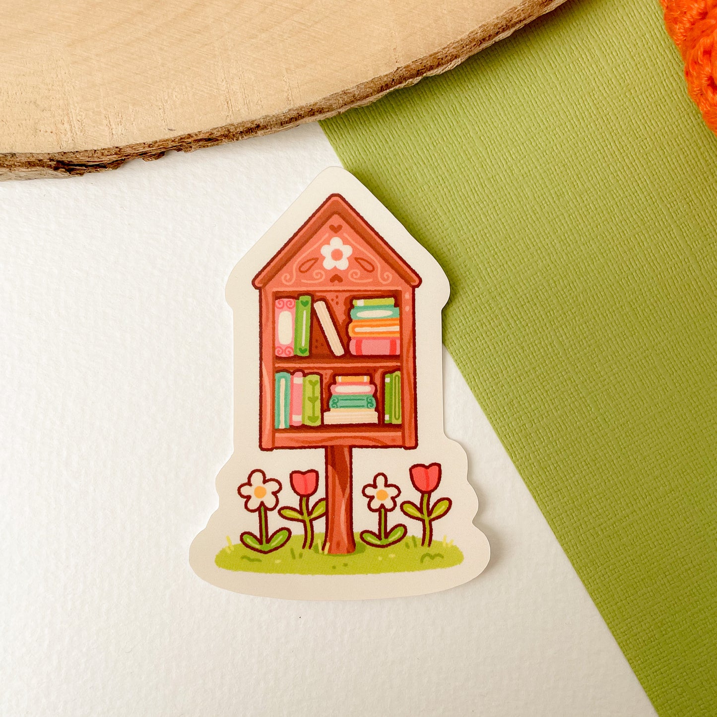 Tiny Library (Spring) - Matte Vinyl Sticker