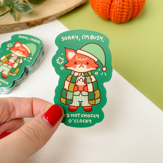 Hot Choccy O'Clocky (Fox) - Matte Vinyl Sticker