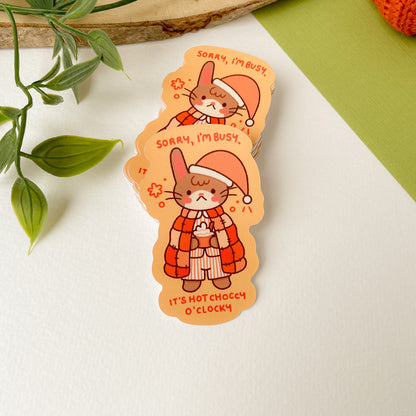 Hot Choccy O'Clocky (Rabbit) - Matte Vinyl Sticker