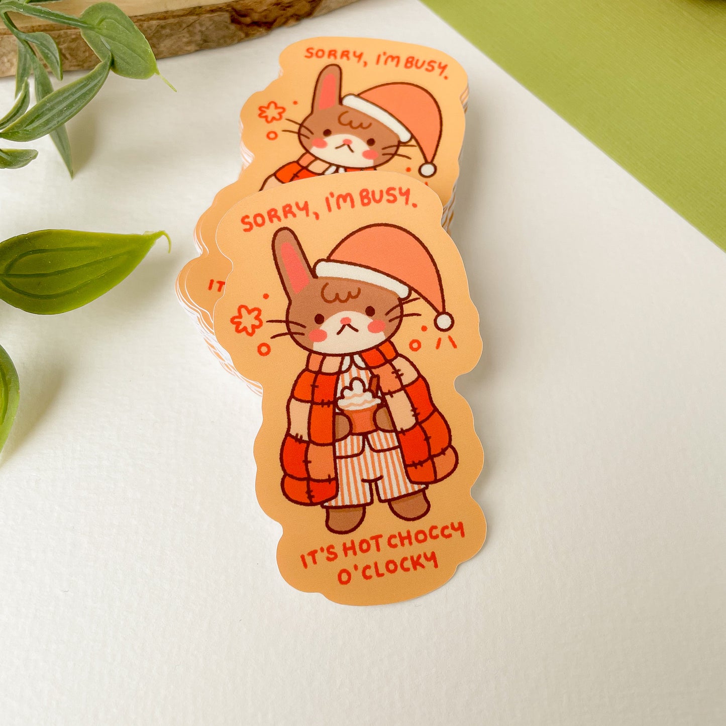 Hot Choccy O'Clocky (Rabbit) - Matte Vinyl Sticker