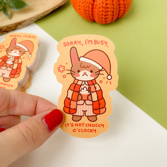 Hot Choccy O'Clocky (Rabbit) - Matte Vinyl Sticker