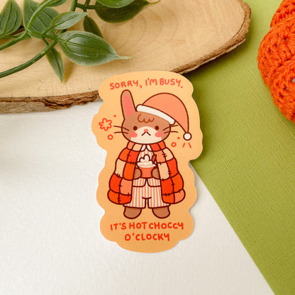 Hot Choccy O'Clocky (Rabbit) - Matte Vinyl Sticker