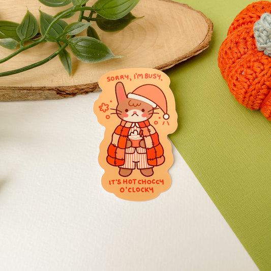 Hot Choccy O'Clocky (Rabbit) - Matte Vinyl Sticker