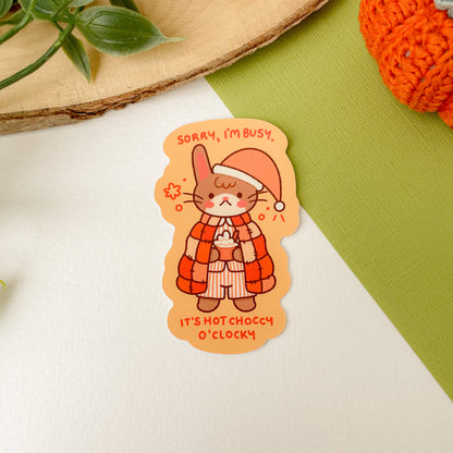 Hot Choccy O'Clocky (Rabbit) - Matte Vinyl Sticker
