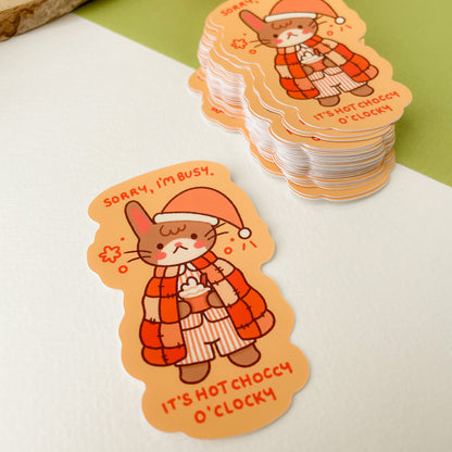 Hot Choccy O'Clocky (Rabbit) - Matte Vinyl Sticker