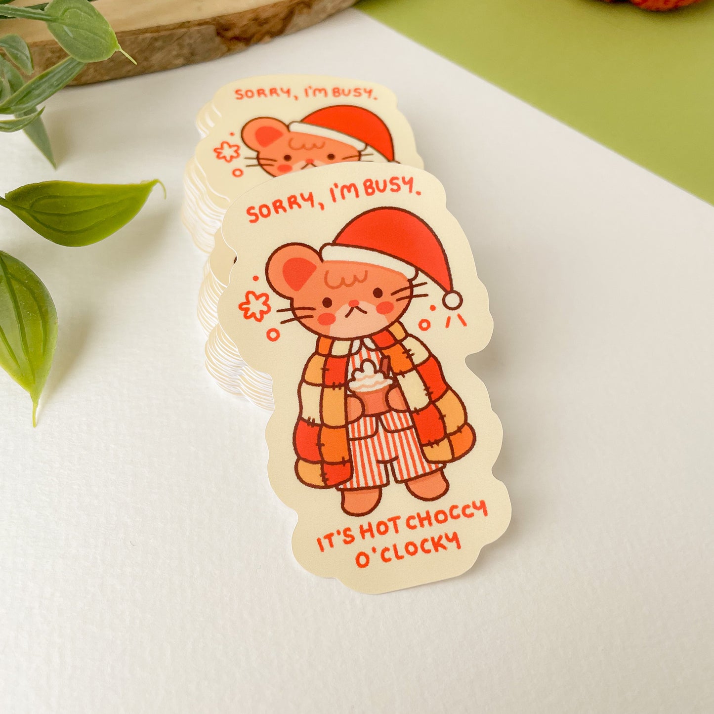 Hot Choccy O'Clocky (Mouse) - Matte Vinyl Sticker