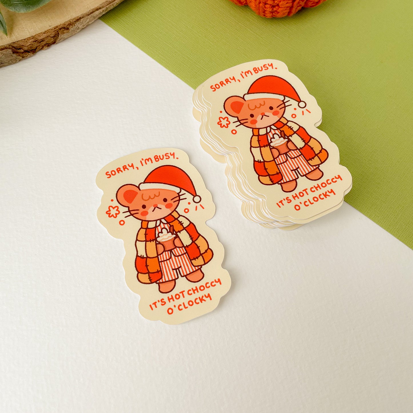 Hot Choccy O'Clocky (Mouse) - Matte Vinyl Sticker