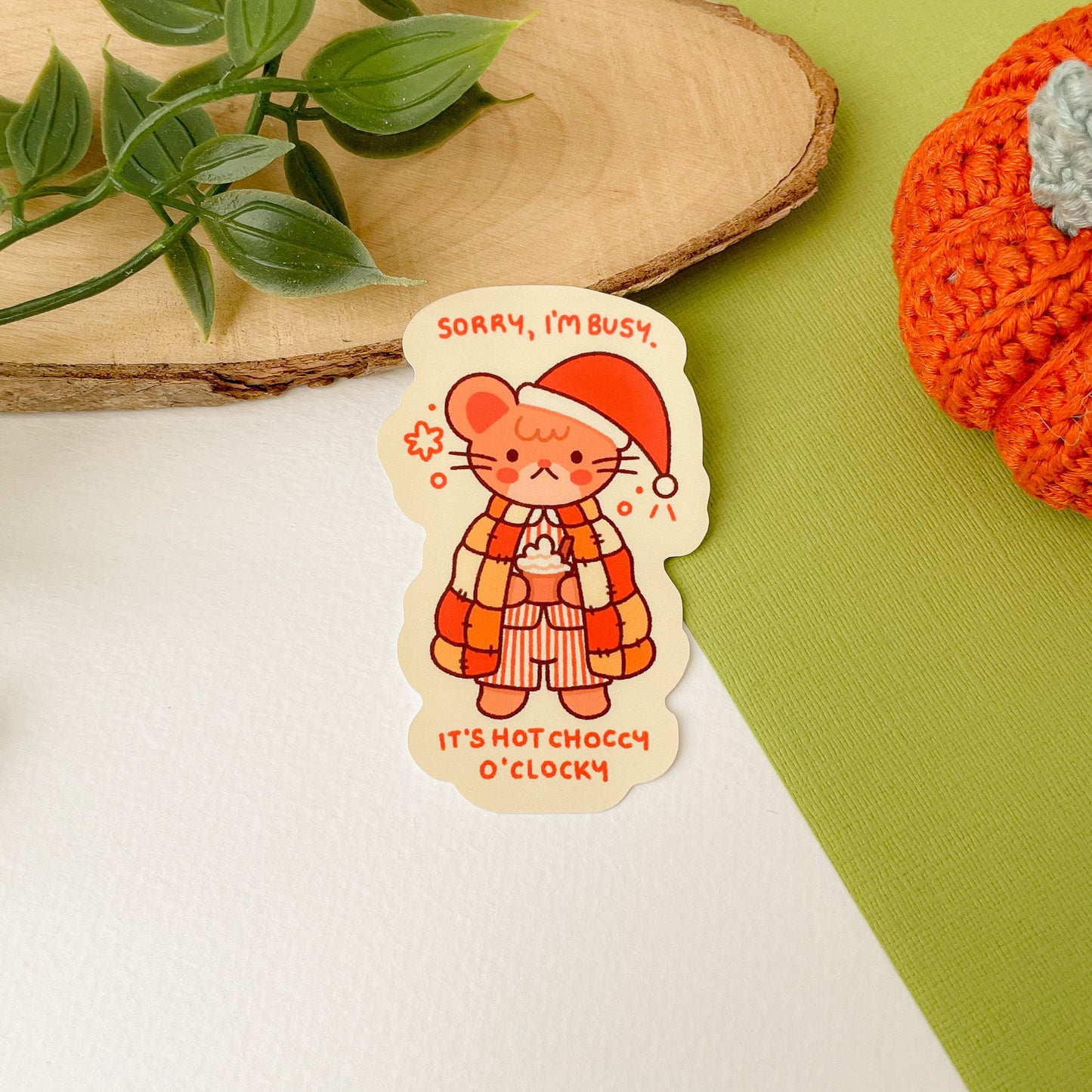 Hot Choccy O'Clocky (Mouse) - Matte Vinyl Sticker