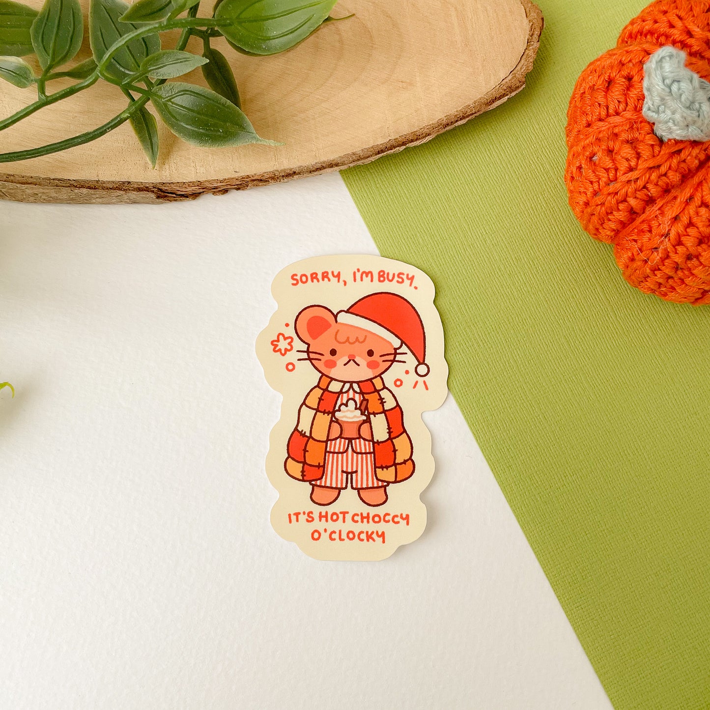 Hot Choccy O'Clocky (Mouse) - Matte Vinyl Sticker