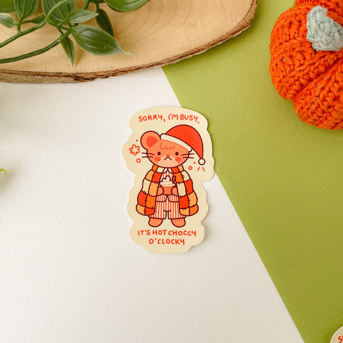 Hot Choccy O'Clocky (Mouse) - Matte Vinyl Sticker