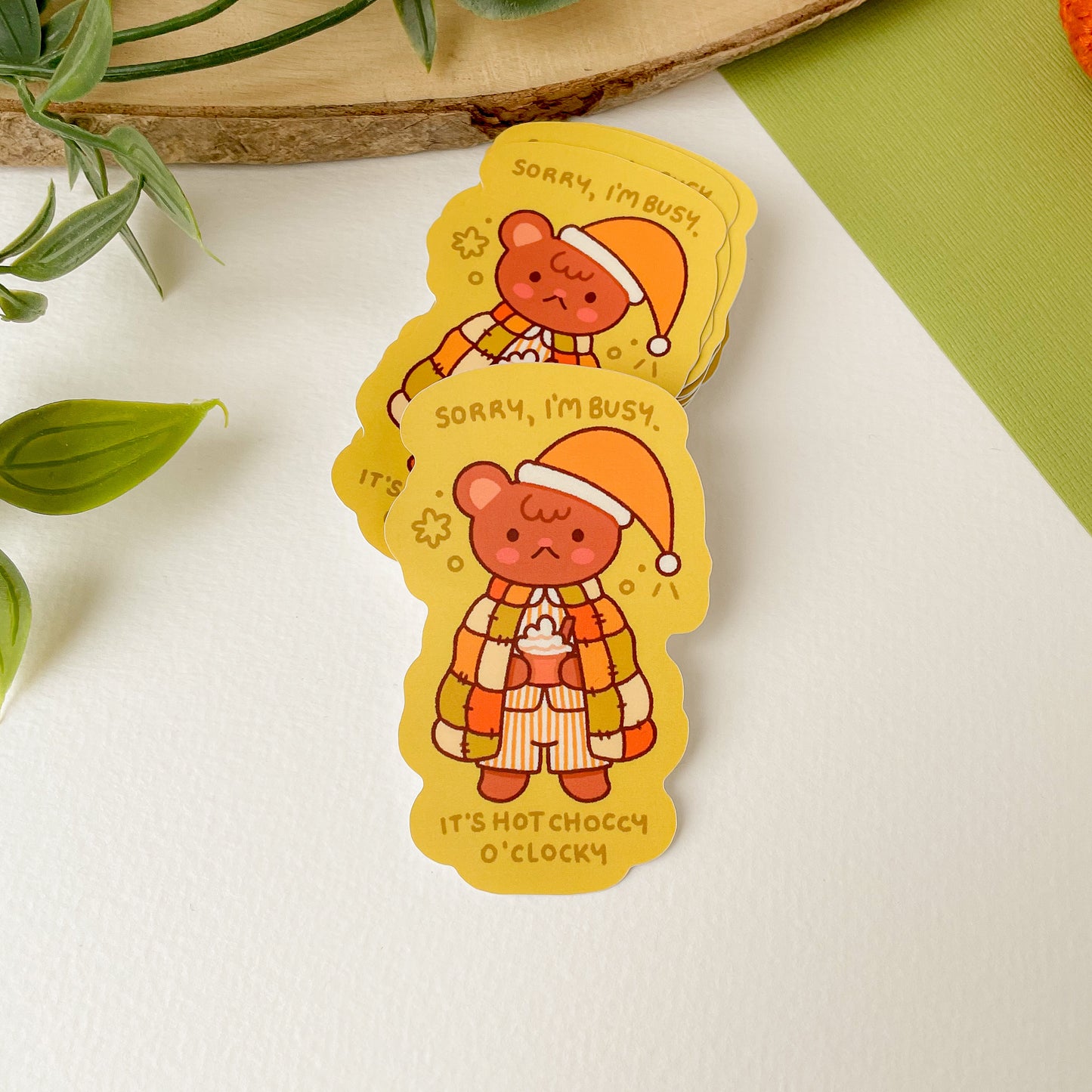 Hot Choccy O'Clocky (Bear) - Matte Vinyl Sticker