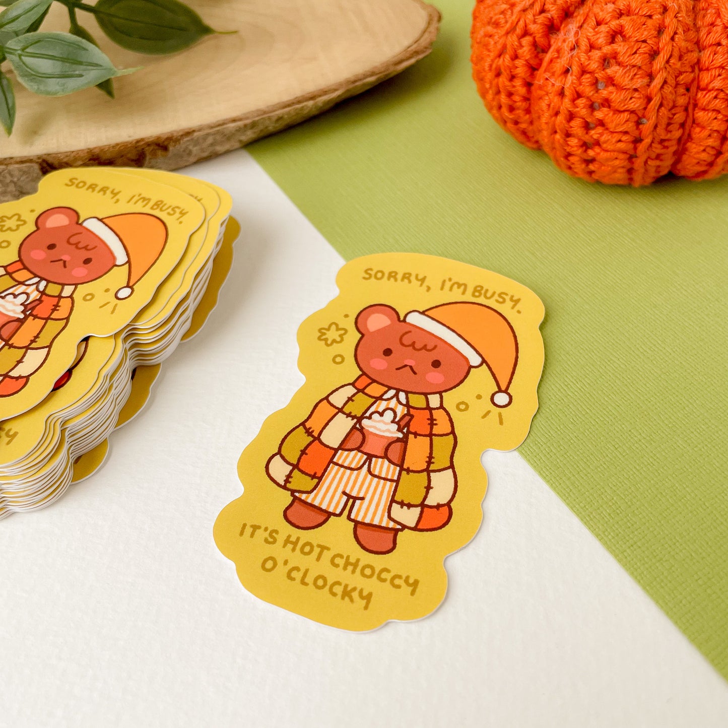 Hot Choccy O'Clocky (Bear) - Matte Vinyl Sticker