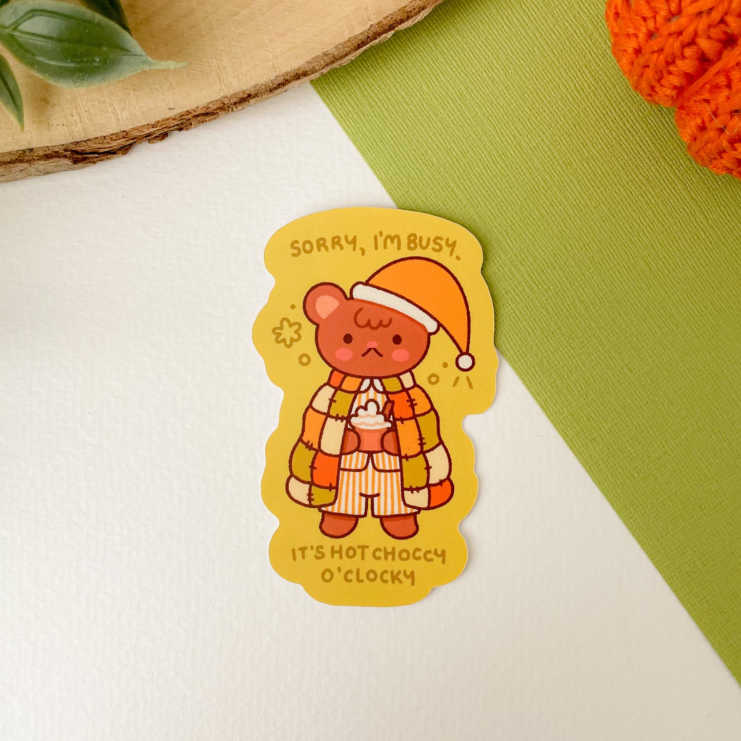 Hot Choccy O'Clocky (Bear) - Matte Vinyl Sticker