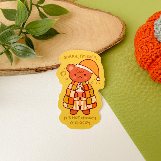Hot Choccy O'Clocky (Bear) - Matte Vinyl Sticker
