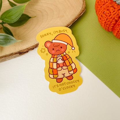 Hot Choccy O'Clocky (Bear) - Matte Vinyl Sticker