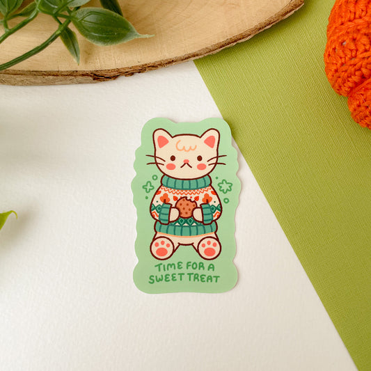 Time for a Sweet Treat (Cat) - Matte Vinyl Sticker