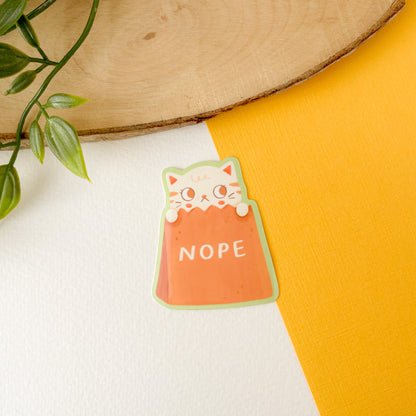 NOPE Cat - Glossy Vinyl Sticker