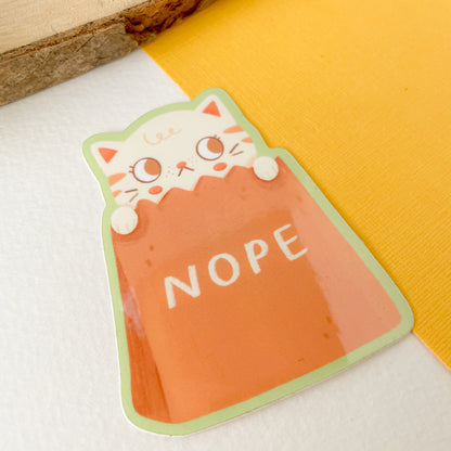 NOPE Cat - Glossy Vinyl Sticker