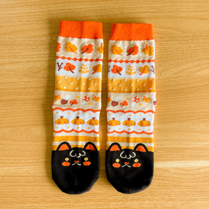 Kiki the Cat Autumn Pattern - Cotton Socks