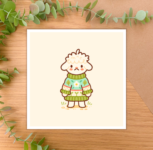 Cozy Knits Lamb - Square Art Print